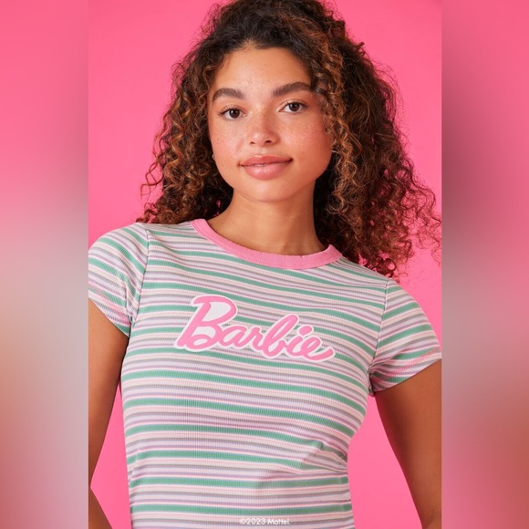Striped Barbie Baby Tee - Picture 2 of 7